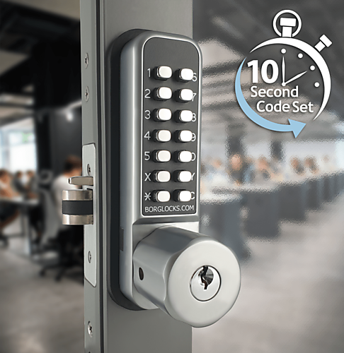 Borglocks BL2702 ECP bijzet codeslot met knop en sleutel voor smalle aluminium deuren