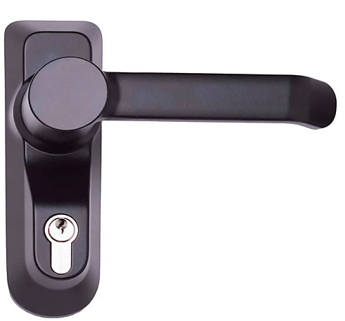 CISA anti-paniek buitenbeslag kruk op schild met cilinder