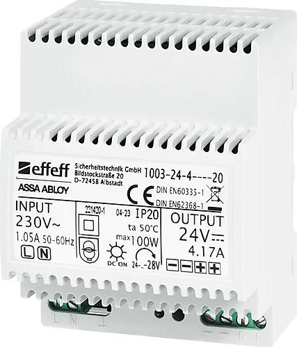 EffEff AssaAbloy Geregelde voeding 24Vdc 100W 4A