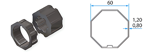 FAAC TM2 AD45 OCTO 60 Adapterset voor octogonale as diam. 60 mm