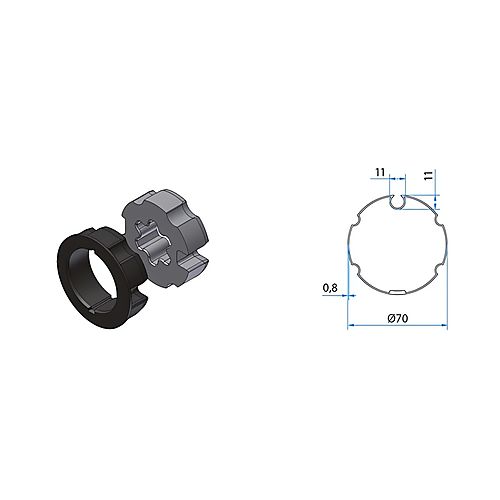 FAAC TM2 AD45 ROUND_GR.70 Adapterset voor ronde as met groef 70 mm