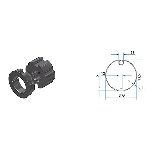FAAC TM2 AD45 ROUND_GR.78 Adapterset voor ronde as met groef 78 mm