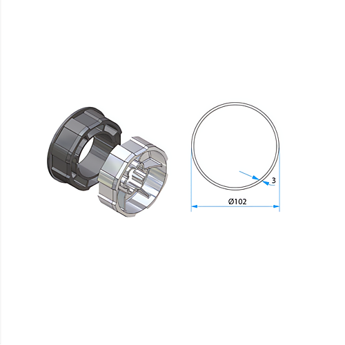 FAAC TM2 AD58 ROUND 102 Adapterset voor ronde as diam.102mm