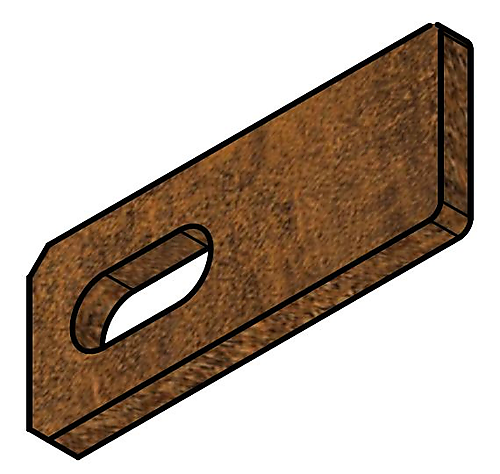 Gleufplaat in cortenstaal voor poortscharnieren