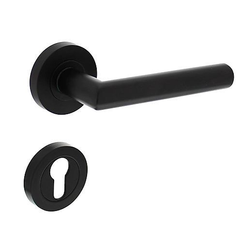 Intersteel deurkruk Bastian op rozet ø52x10mm zwart met cilinderrozetten