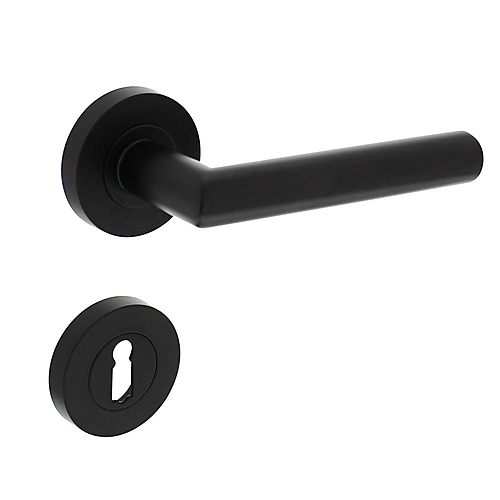 Intersteel deurkruk Bastian op rozet ø52x10mm zwart met sleutelrozetten