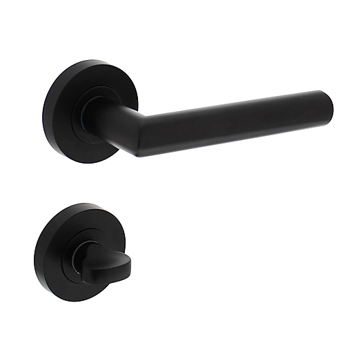 Intersteel deurkruk Bastian op rozet ø52x10mm zwart met WC-sluiting stift 7x7mm