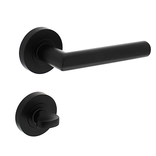 Intersteel deurkruk Bastian op rozet ø52x10mm zwart met WC-sluiting stift 8x8mm