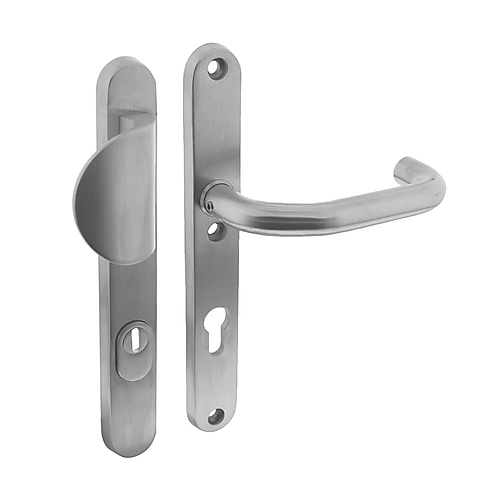 Intersteel veiligheidsbeslag SKG3 PC72 mm met kerntrekbeveiliging smalschild ovaal voordeurbeslag rvs geborsteld
