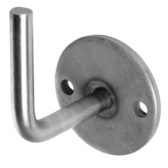 Leuninghouder muurmontage rond 70mm in onbheandeld staal