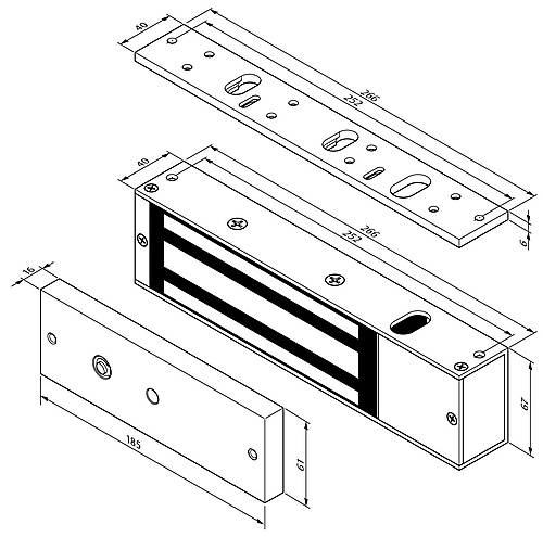 MAG-1200SM MAXI OPBOUW MAGNEET 5400N 12-24VDC