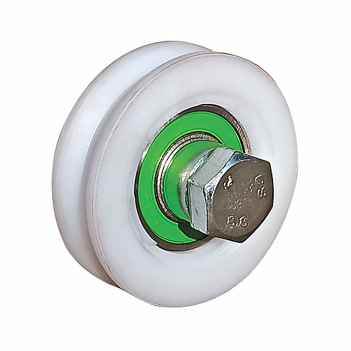 Nylon wiel voor schuifpoorten met 1 kogellager en ronde groef