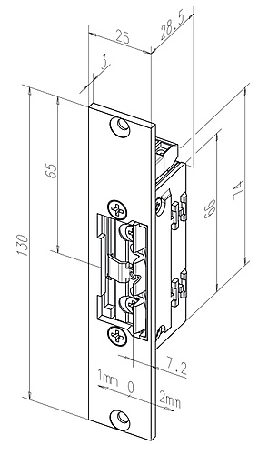 Standaard inbouw deuropener type 118 met korte vlakke sluitplaat