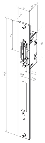 Standaard inbouw deuropener type 138  met lange vlakke sluitplaat zonder nachtschootsignalering