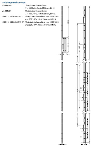 Verlenging voor sluitplaat 1803 en 3803