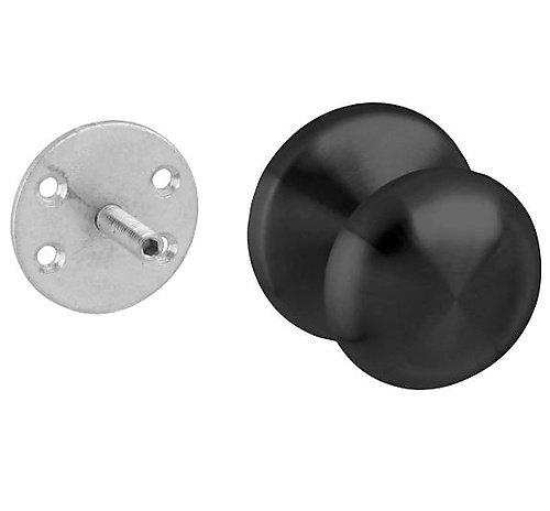 Voordeurknop vast in paddenstoelmodel in mat zwart diameter van 58,2 mm