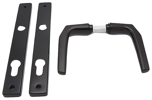 Zwart deurkruk met schild PC85