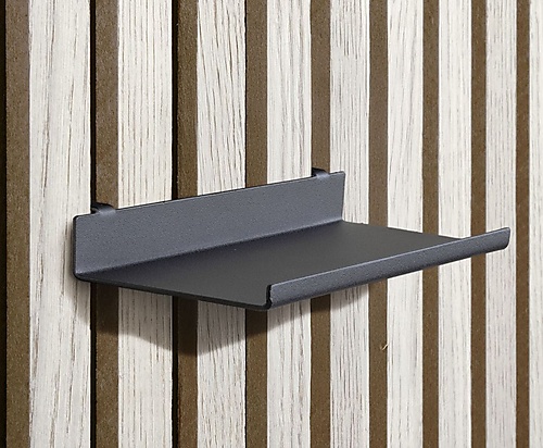 Zwarte wandplank voor akoestisch paneel